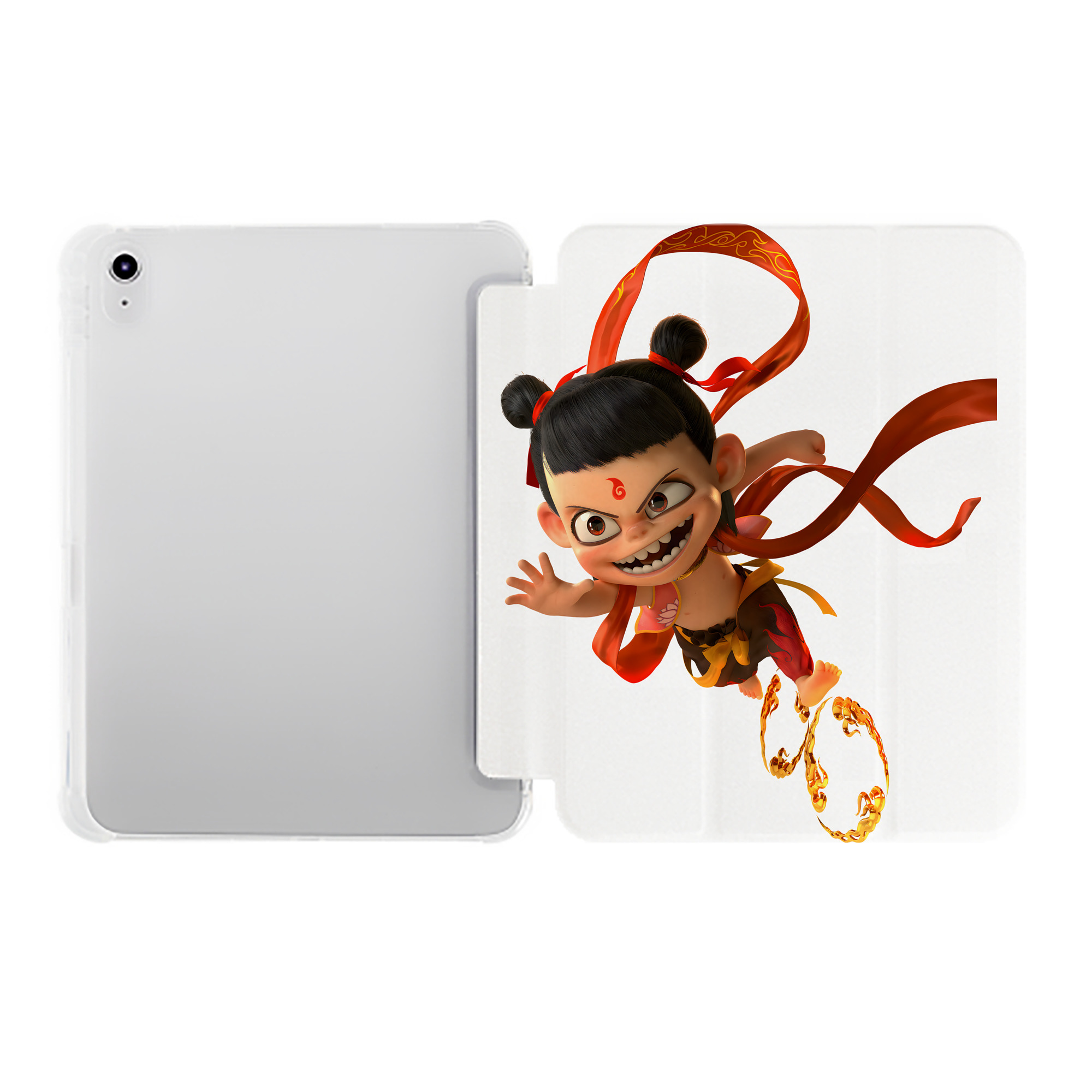 （画像用） Ne Zha 2 ナタ 魔童の大暴れ IPad ケース ペン収納付き 三つ折りスタンド PUレザー×シリコン 対応機種9.5/10.5/10.9インチ
